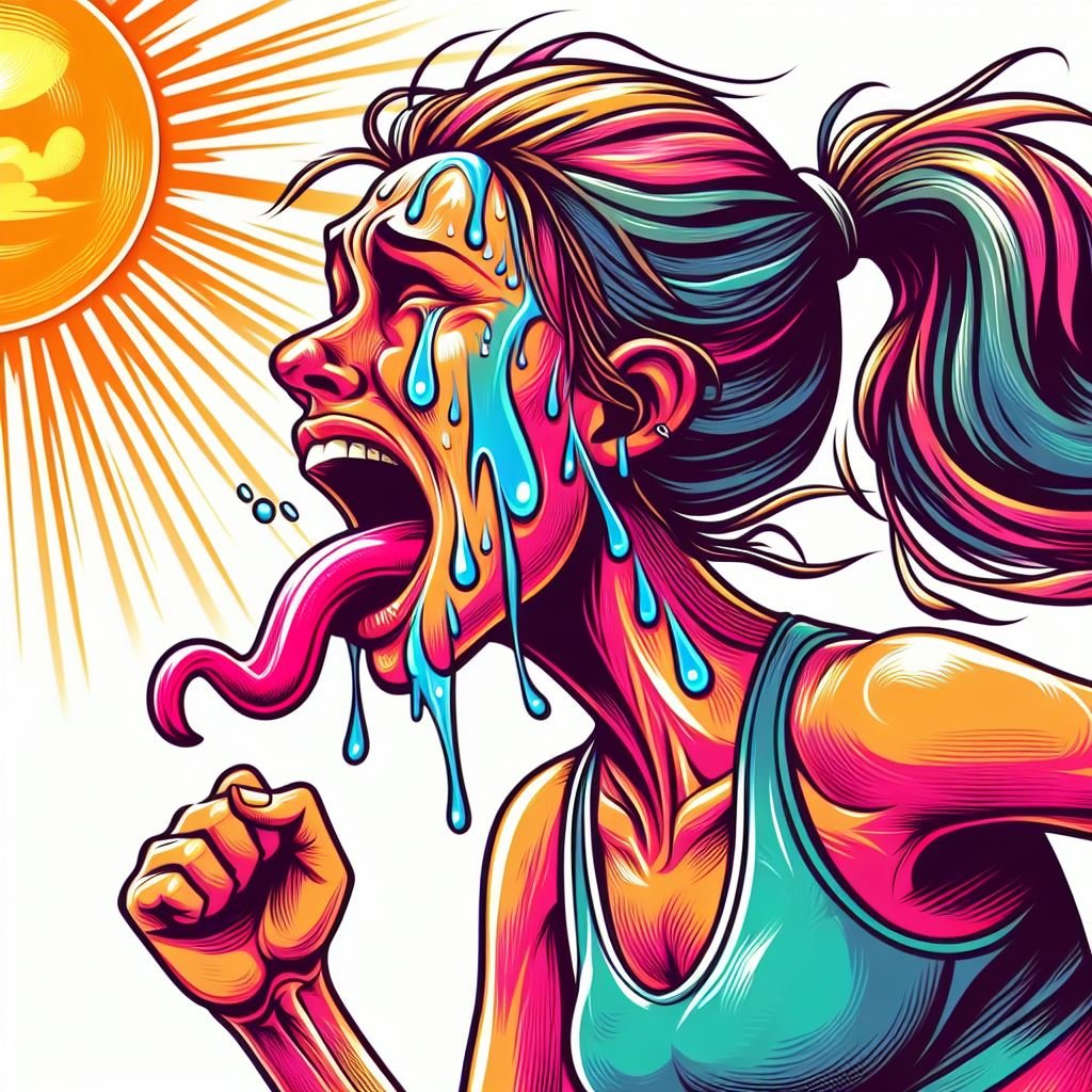 While this image is a clear exageration, you will feel like that if you are not proactive with your hydration (Image by Dall-E)