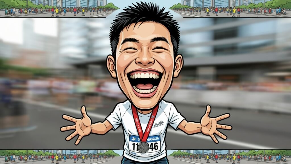 Running a marathon is way more than an instagram post iwth a medal and a goofy smile (Image bu Grok)